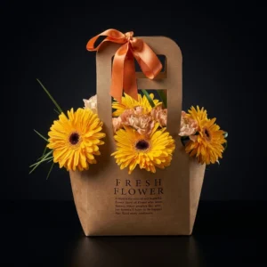 Çantada Gerbera Aranjmanı (Sarı - Beyaz - Kırmızı)