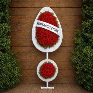Çift Katlı Kırmızı Gerbera Çelenk
